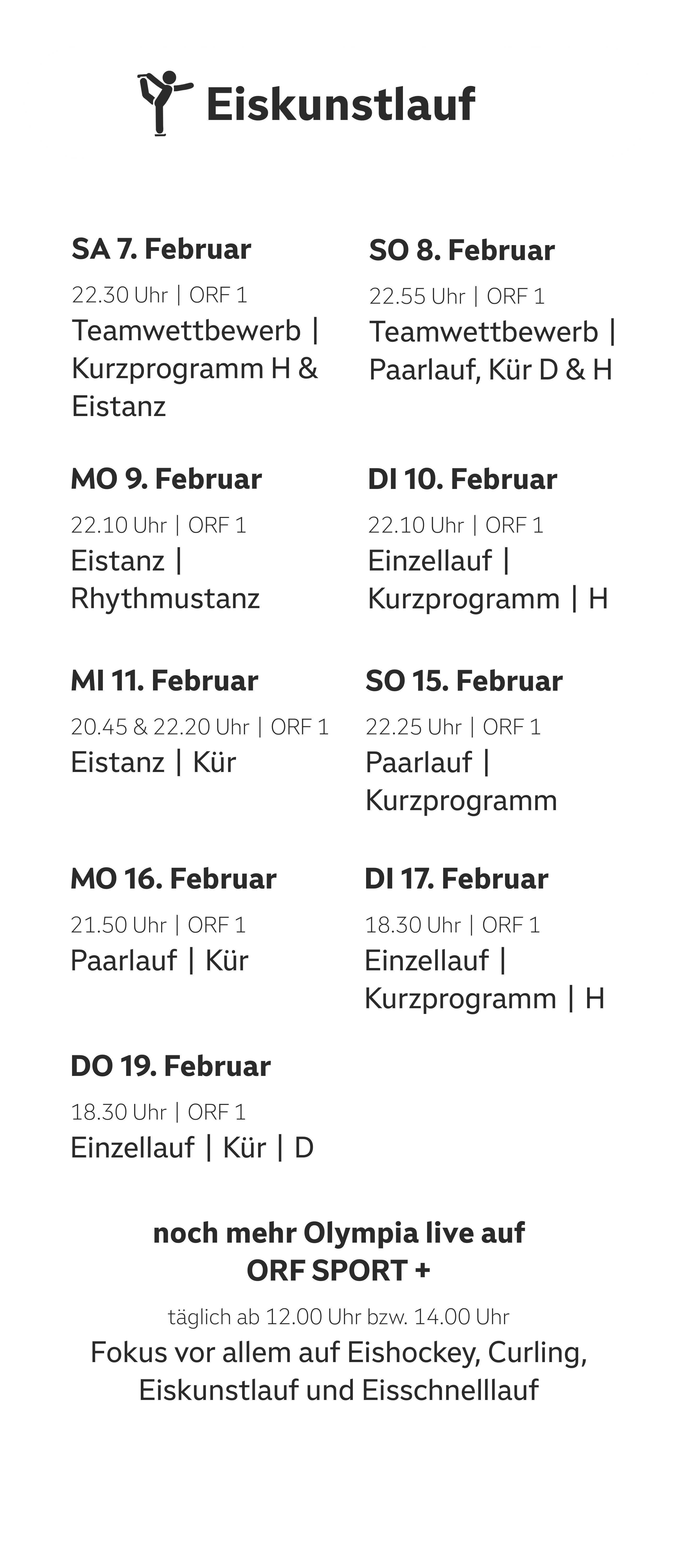 Übersicht der Termine zur Disziplin Eiskunstlauf